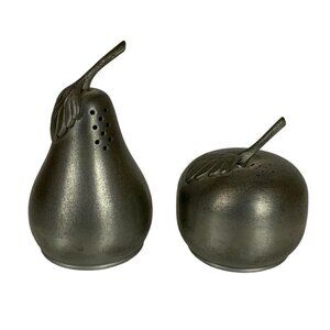 WEB Pewter Salt and Pepper Shakers Apple Pear 1125 Vintage